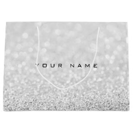 Grått Silver White Glitter Favor Gift Namn