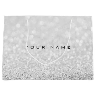 Grått Silver White Glitter Favor Gift Namn
