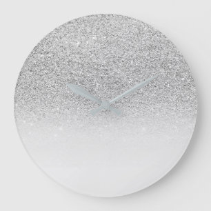Grått silverSparkl Ombre minsta Monochromatic Stor Klocka
