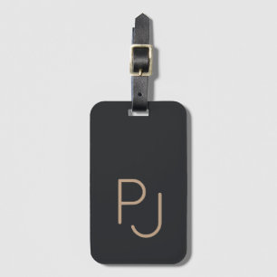 Grått Simple anpassningsbar monogram masculine Bagagebricka