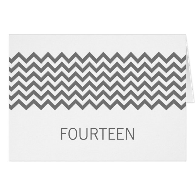 Grått Simple Chevron Bordsnummer Card Hälsningskort (Framsidan Horizontal)