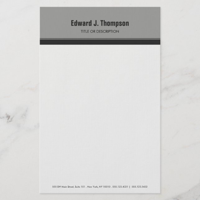 Grått Simple Gräns Brevpapper (Framsida)