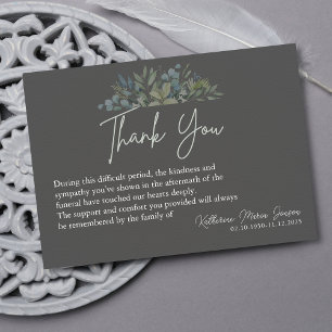 Grått Simple Script Grey Sympathy Funeral Tack Kort