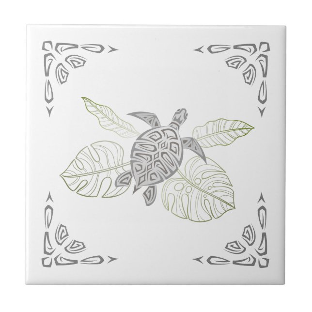 Grått-sköldpadda och prydnadsföremål kakelplatta (Framsidan)