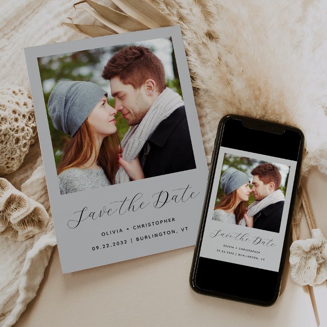 Grått-skript för minimal fotoBlek Spara Datumet (Skapare uppladdad)