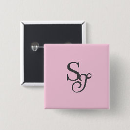 Grått-skriptinitialt monogram rosa knapp
