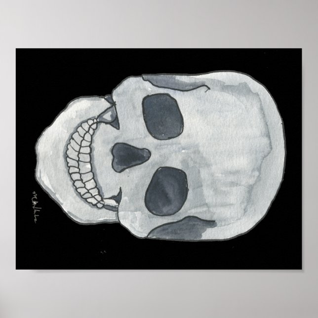 Grått Skull 11 tum x 8,5 tum Poster (Framsidan)