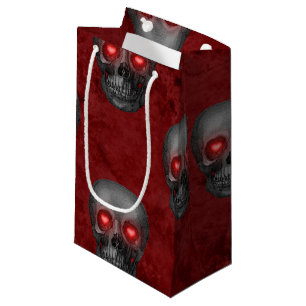 Grått Skull Heart Ögon Red Watercolor Goth Romanti