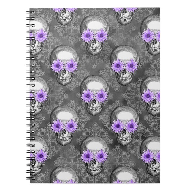 Grått Skull Note bok Anteckningsbok (Framsidan)