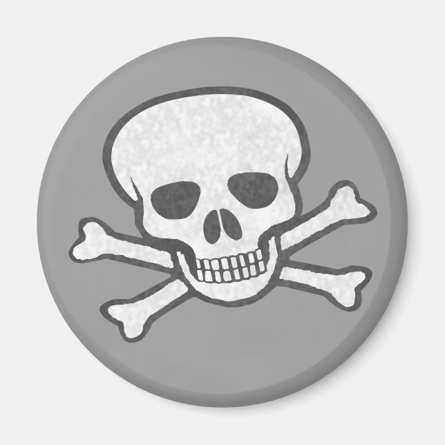 Grått Skull och korsben, magnet (Framsidan)