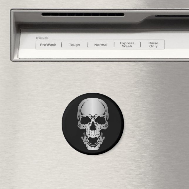 Grått Skullcirkelmagnet Magnet (In Situ (Dishwasher))