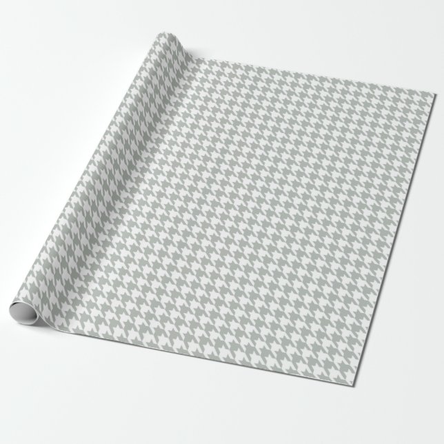 Grått slående in papper för Houndstooth silver Presentpapper (Utrullad)