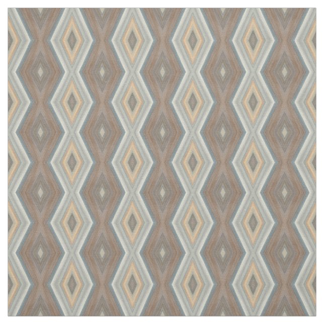 Grått Slate Blue Beige Brown Funky Argyle Mönster Tyg (Provkarta)