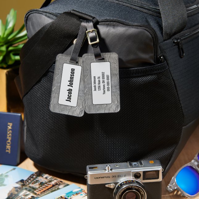 Grått Slate Sten Struktur Bagagebricka (Fram & Baksida)