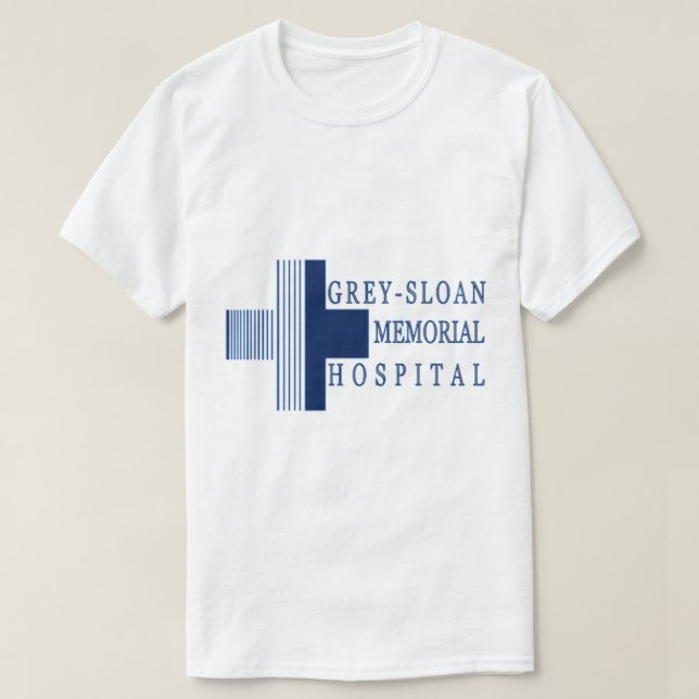 Grått Sloan Memorial Hospital Logotyp T Shirt (Design framsida)