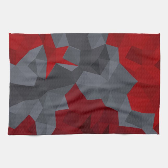 Grått, slumpmässigt arrangerade trianglar. kökshandduk (Horisontell)