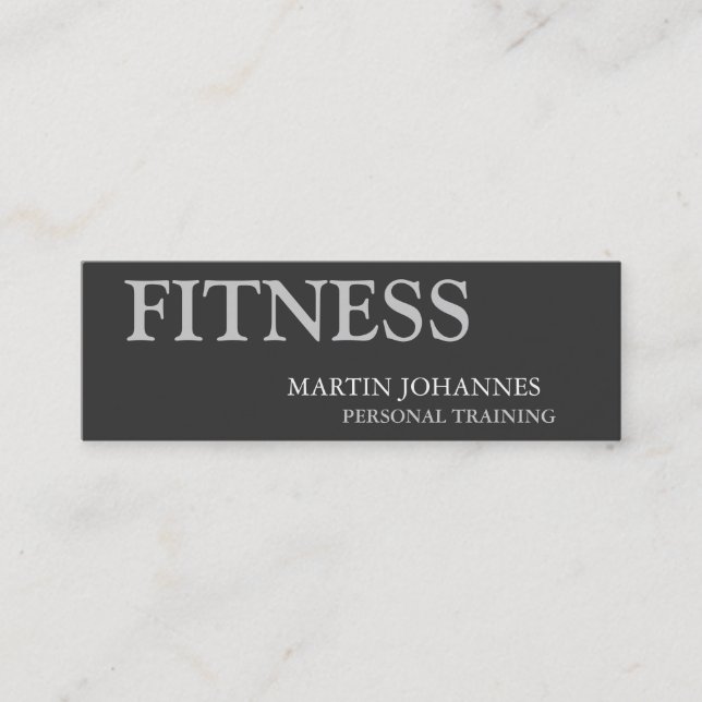 Grått Smala Slim Personal Trainer Affärskort Mini Visitkort (Framsida)