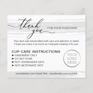 Grått Small Business Tumbler Kopp Care Instruction Flygblad