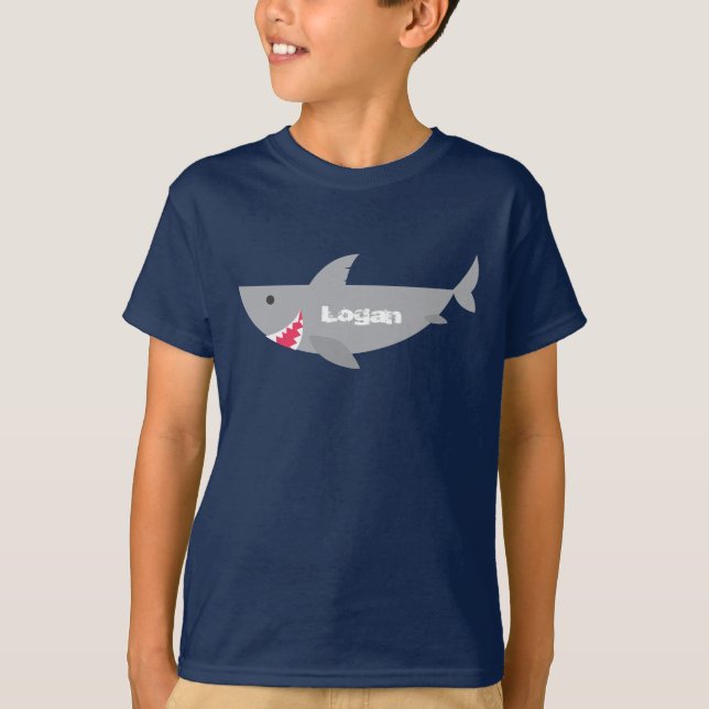 Grått Smiling Shark Tee (Framsida)
