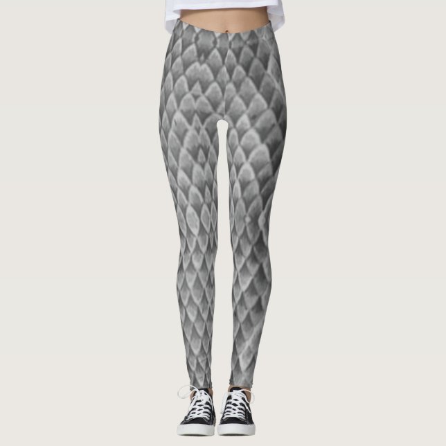 Grått Snake Skin Leggings (Framsida)
