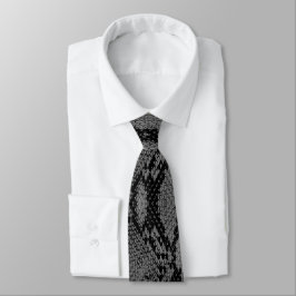Grått Snake Skin Print Neck Tie Slips