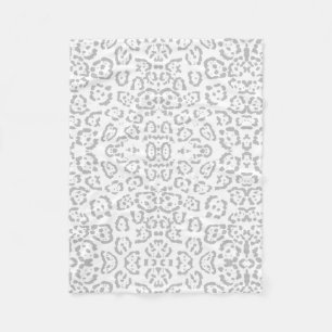 Grått Snö Leopard Cat Animal Print Fleecefilt