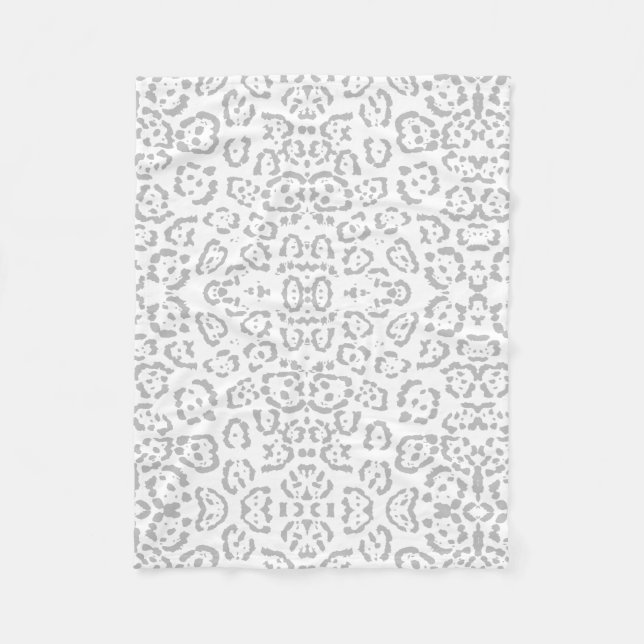 Grått Snö Leopard Cat Animal Print Fleecefilt (Framsidan)