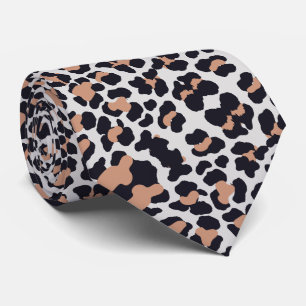 Grått Snö Leopard Skriv ut Mönster Slips