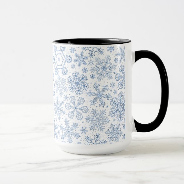 Grått Snöflingor på benvita Mugg (Höger)