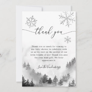 Grått Snöflingor Winter Baby Shower Tack Kort