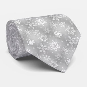 Grått snowflake mönster Helgdag tie Slips