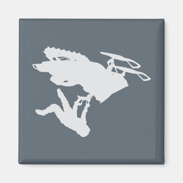 Grått Snowmobiler Magnet (Framsidan)