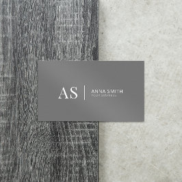 Grått Snyggt Monogram Modern Visitkort