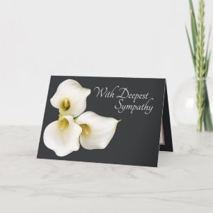 Grått Solid Färg Background Calla Lilies Sympathy Kort