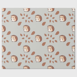 Grått Sömlös uppblåsning Papper: Fall Hedgehogs Presentpapper