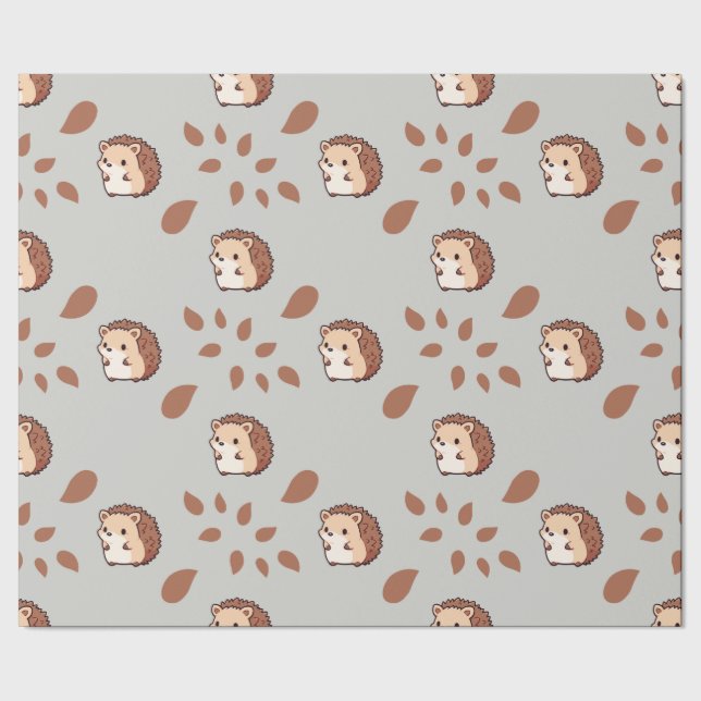 Grått Sömlös uppblåsning Papper: Fall Hedgehogs Presentpapper (Seam)