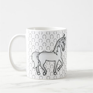 Grått sött seriehäst travande kaffemugg