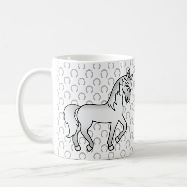 Grått sött seriehäst travande kaffemugg (Vänster)