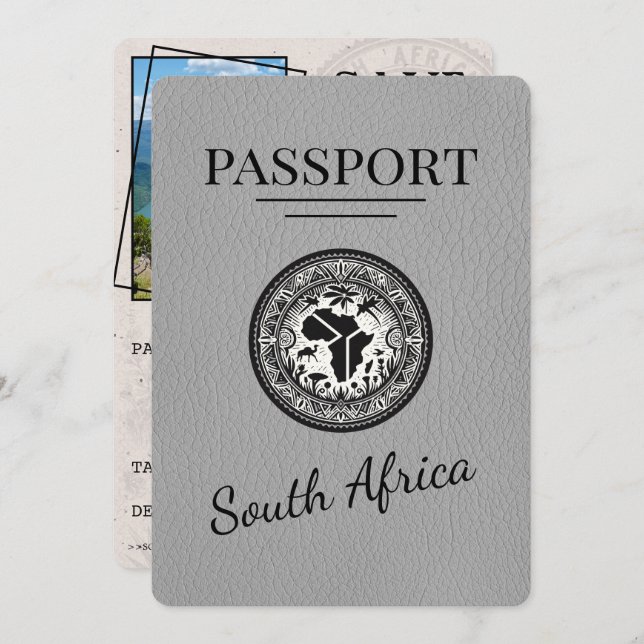 Grått South Afrika Passport Spara Datumet (Fram/baksida)