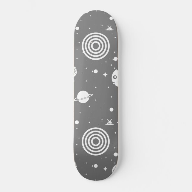 Grått Space Saker Mini Skateboard Bräda 18,5 Cm (Framsida)