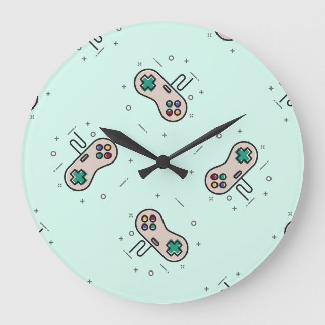 Grått-spel joystick på blått stor klocka (Framsida)