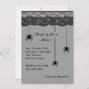 Grått Spiders och Snöre Costume Party bjudits in Inbjudningar