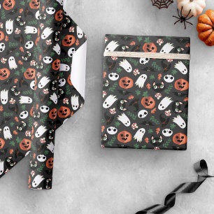 Grått Spöken Fladdermus Katt Pumpkins Halloween Mö Presentpapper