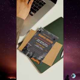 Grått Spooky Haunted Mansion Theme Halloween fest Inbjudningar