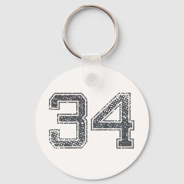 Grått Sports Jersey #34 Nyckelring (Framsida)