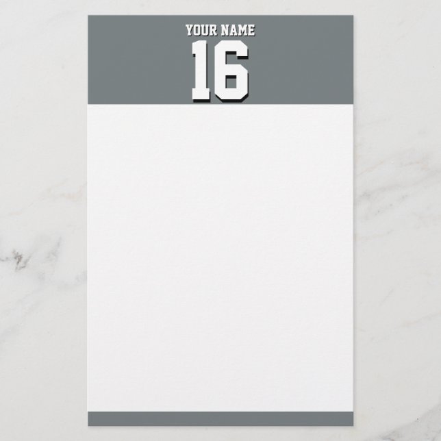 Grått Sports Jersey Team Jersey Brevpapper (Framsida)