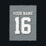 Grått Sports Jersey Team Jersey Fleecefilt<br><div class="desc">Charcol Grått Team Jersey/Sports Jersey/Football Jersey Anpassa detta med ditt eget namn eller team namn och ett nummer. Du kan ändra textens storleka placering, färg och placering om du behöver göra ändringar, ta bort textskuggan, lägga till egen text och/eller bilder för att skapa din egen unika design med mera. FantabulousSports/Fantabulous...</div>