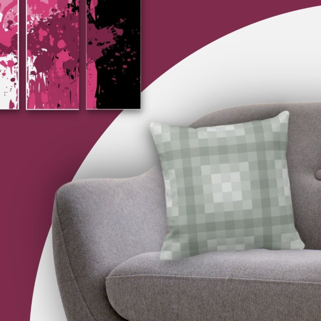 Grått Square Pixel Tiles Mönster Kudde (Skapare uppladdad)