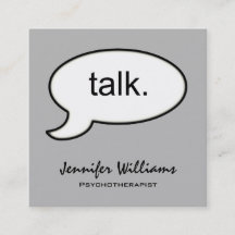 Grått Square Talk Psychotherapist-avtalskort