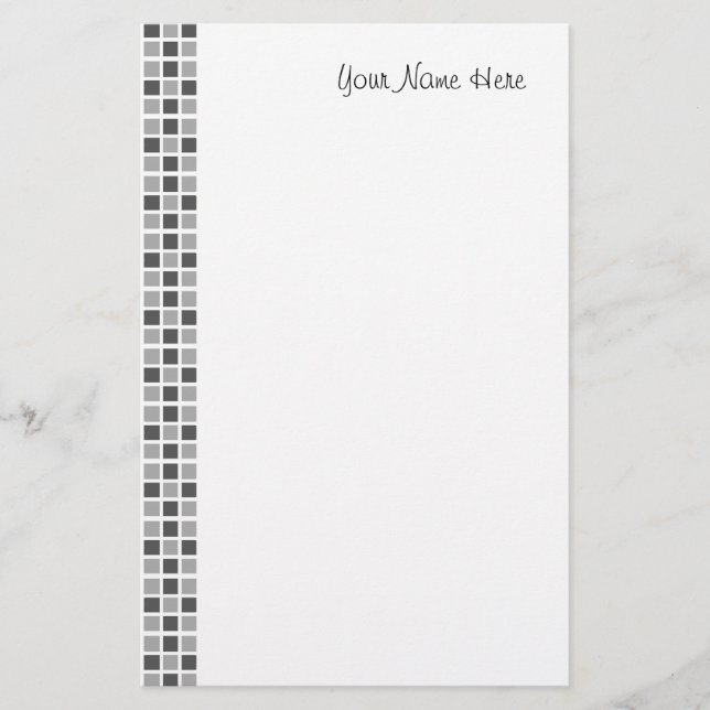 Grått Squares Mönster Brevpapper (Framsida)